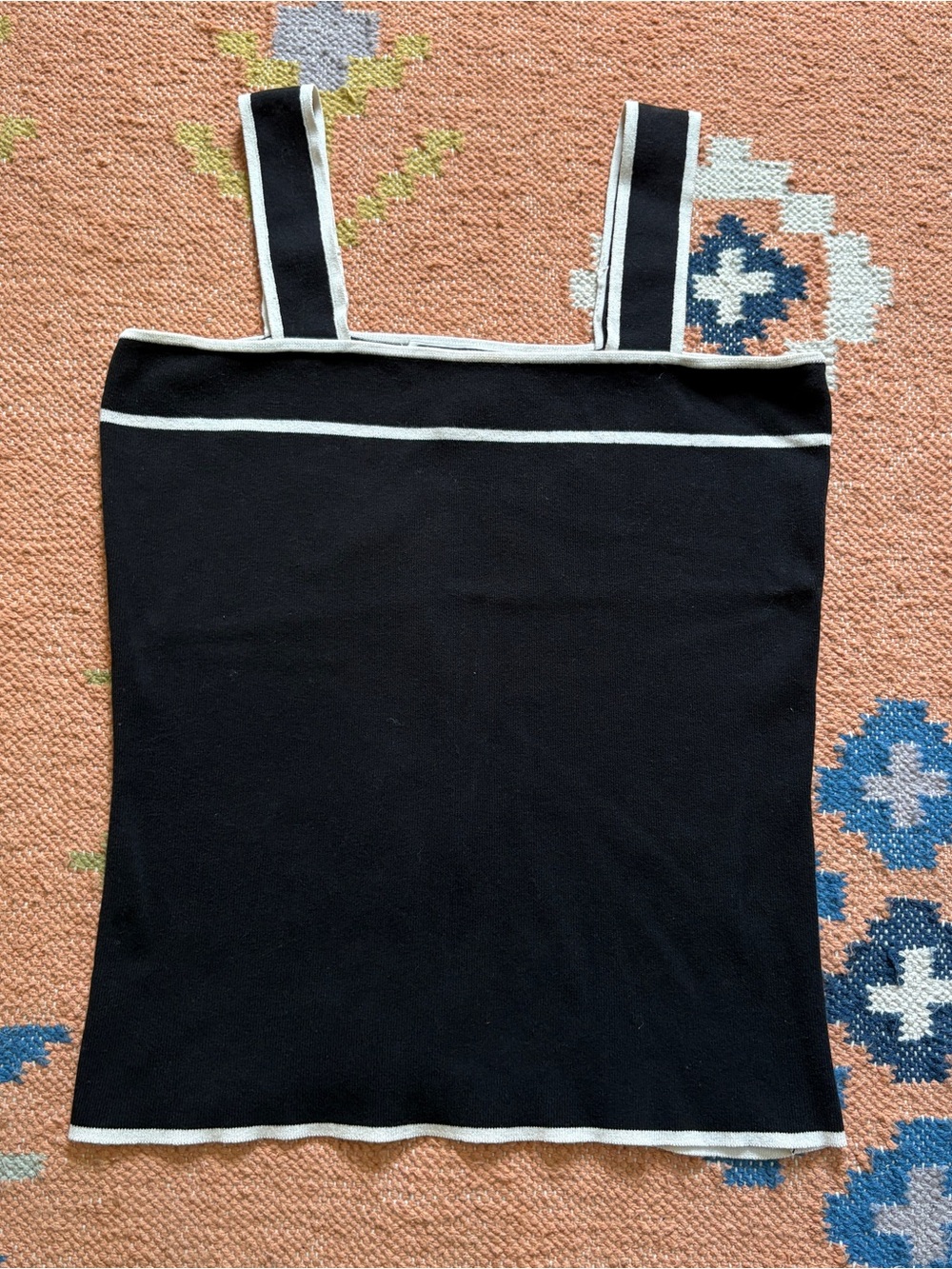 Carlisle Vintage Women’s Black & White Knit Square Neck Tank Size XL